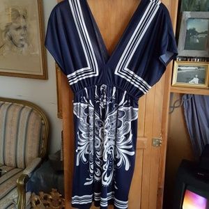 V Front and V Back Mini Dress Rayon